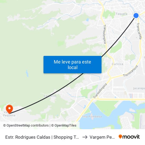 Estr. Rodrigues Caldas | Shopping Taquara Plaza to Vargem Pequena map