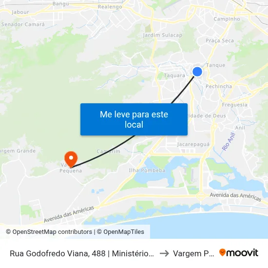 Rua Godofredo Viana, 488 | Ministério Do Trabalho Taquara to Vargem Pequena map