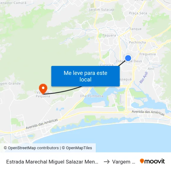 Estrada Marechal Miguel Salazar Mendes De Moraes, 1313-1343 to Vargem Pequena map