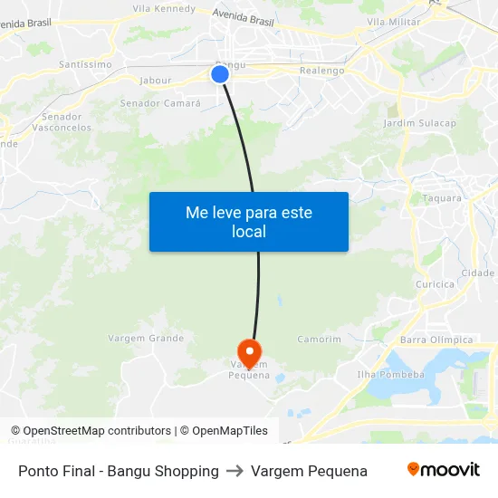Ponto Final - Bangu Shopping to Vargem Pequena map