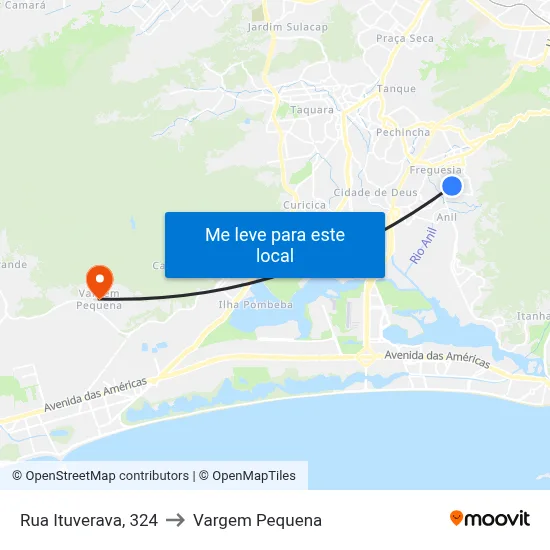 Rua Ituverava, 324 to Vargem Pequena map
