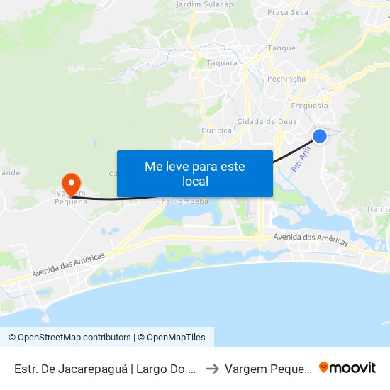 Estr. De Jacarepaguá | Largo Do Anil to Vargem Pequena map