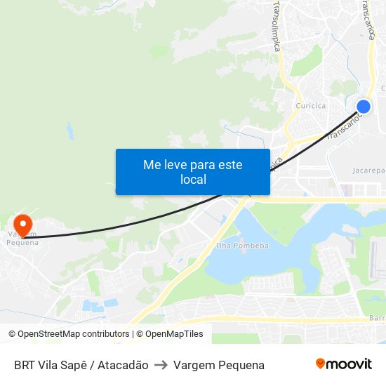 BRT Vila Sapê / Atacadão to Vargem Pequena map