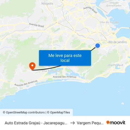 Auto Estrada Grajaú - Jacarepaguá, 601 to Vargem Pequena map