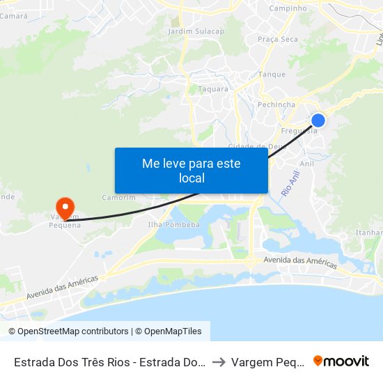 Estrada Dos Três Rios - Estrada Do Bananal to Vargem Pequena map