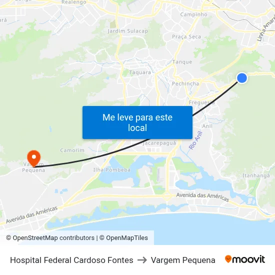 Hospital Federal Cardoso Fontes to Vargem Pequena map