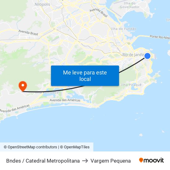 Bndes / Catedral Metropolitana to Vargem Pequena map