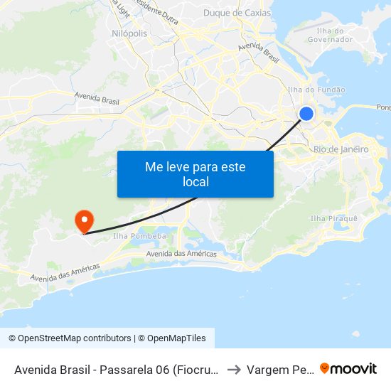 Avenida Brasil - Passarela 06 (Fiocruz | Vila Do João) to Vargem Pequena map