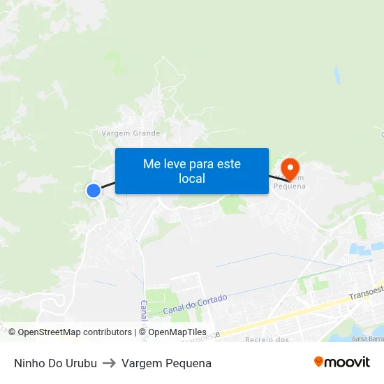 Ninho Do Urubu to Vargem Pequena map