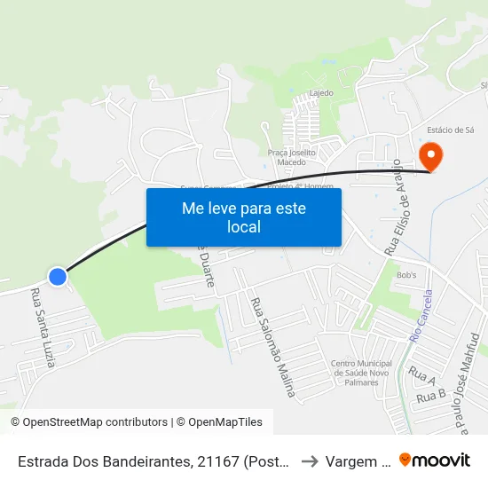Estrada Dos Bandeirantes, 21167 (Posto De Saúde Cecilia Donnangelo) to Vargem Pequena map