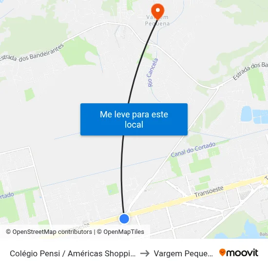 Colégio Pensi / Américas Shopping to Vargem Pequena map