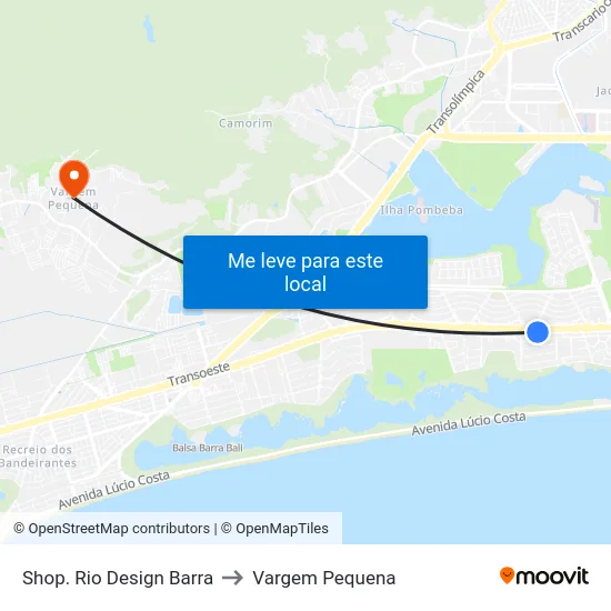Shop. Rio Design Barra to Vargem Pequena map