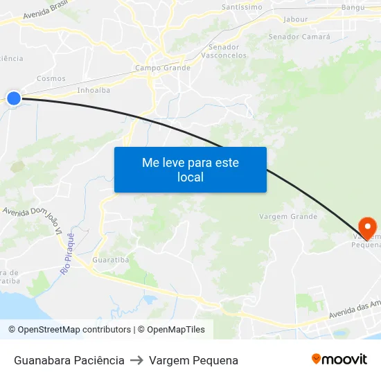 Guanabara Paciência to Vargem Pequena map