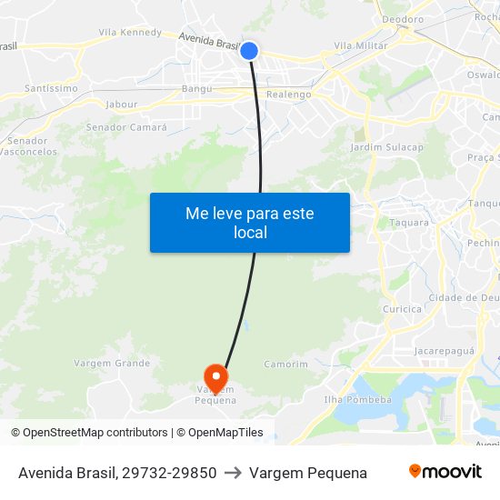 Avenida Brasil, 29732-29850 to Vargem Pequena map