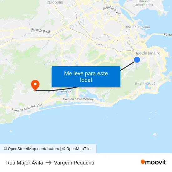 Rua Major Ávila to Vargem Pequena map