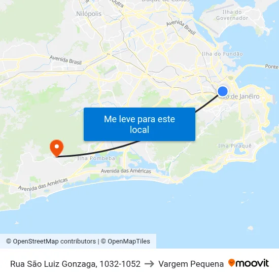 Rua São Luiz Gonzaga, 1032-1052 to Vargem Pequena map