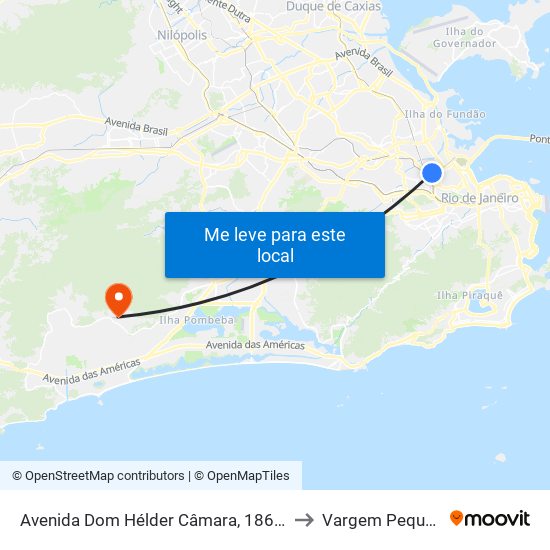 Avenida Dom Hélder Câmara, 186-312 to Vargem Pequena map