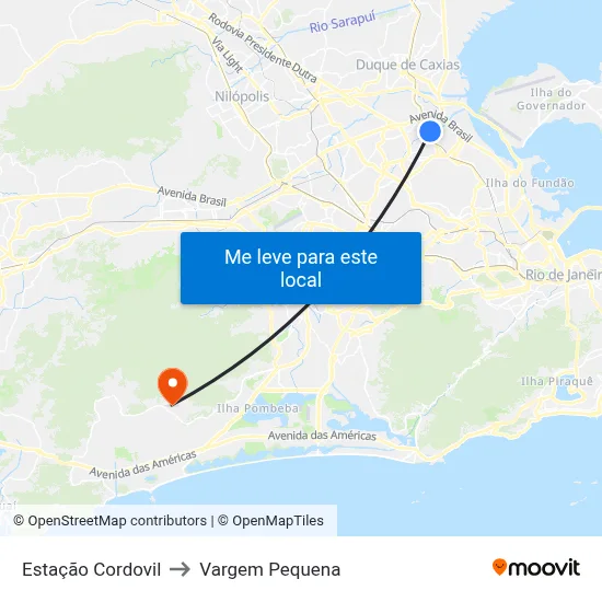 Estação Cordovil to Vargem Pequena map