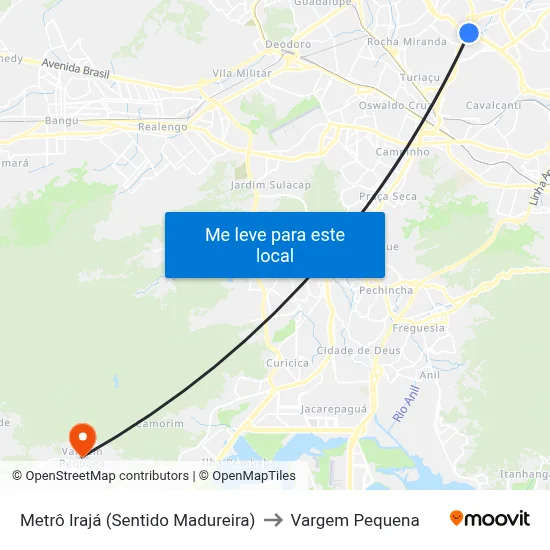 Metrô Irajá (Sentido Madureira) to Vargem Pequena map