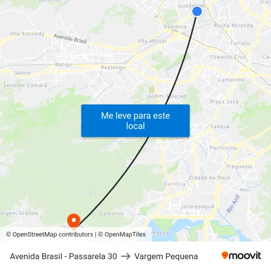 Avenida Brasil - Passarela 30 to Vargem Pequena map