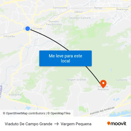 Viaduto De Campo Grande to Vargem Pequena map