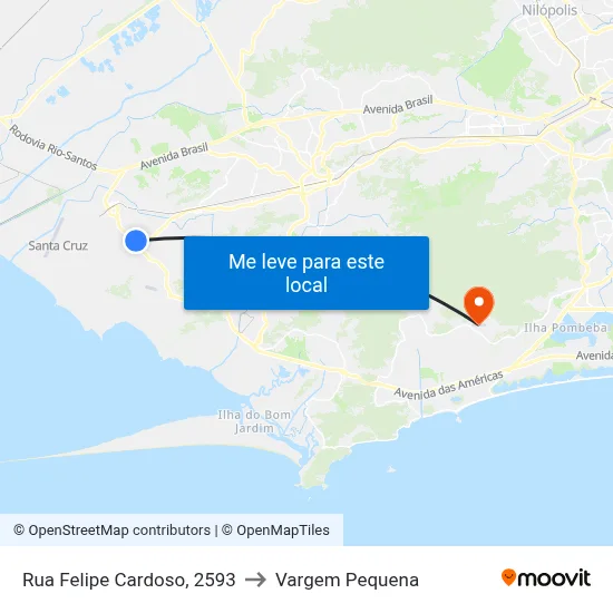 Rua Felipe Cardoso, 2593 to Vargem Pequena map