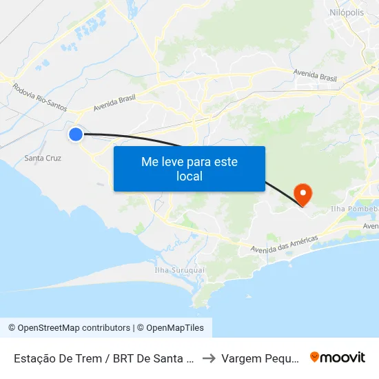 Estação De Trem / BRT De Santa Cruz to Vargem Pequena map