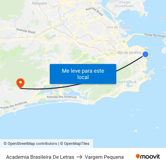 Academia Brasileira De Letras to Vargem Pequena map