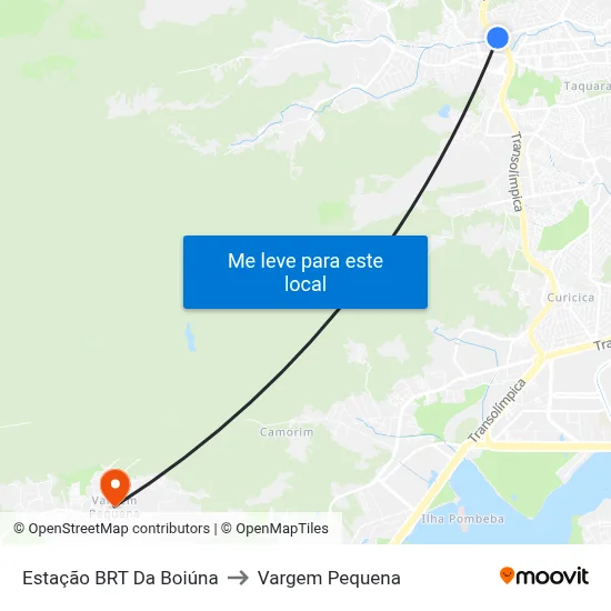 Estação BRT Da Boiúna to Vargem Pequena map