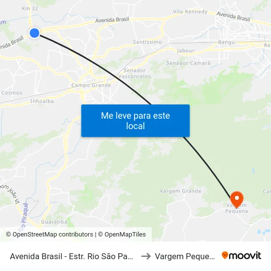 Avenida Brasil - Estr. Rio São Paulo to Vargem Pequena map