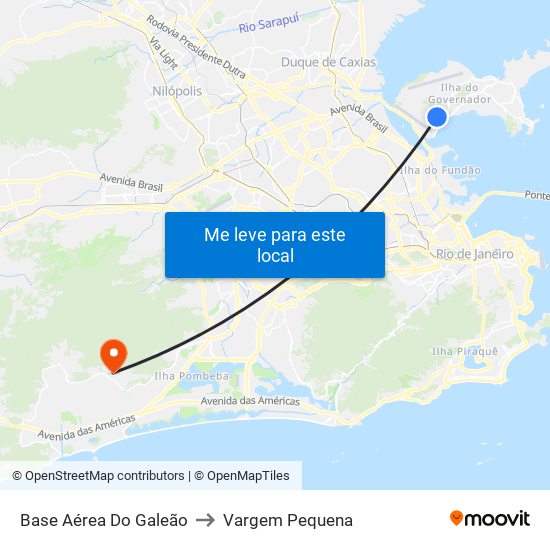Base Aérea Do Galeão to Vargem Pequena map