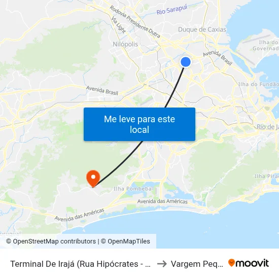 Terminal De Irajá (Rua Hipócrates - Linha 905) to Vargem Pequena map