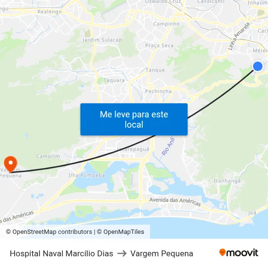 Hospital Naval Marcílio Dias to Vargem Pequena map