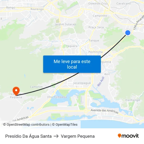 Presídio Da Água Santa to Vargem Pequena map