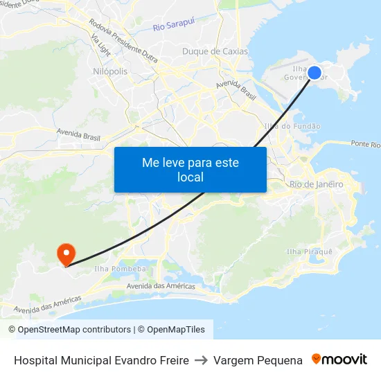 Hospital Municipal Evandro Freire to Vargem Pequena map