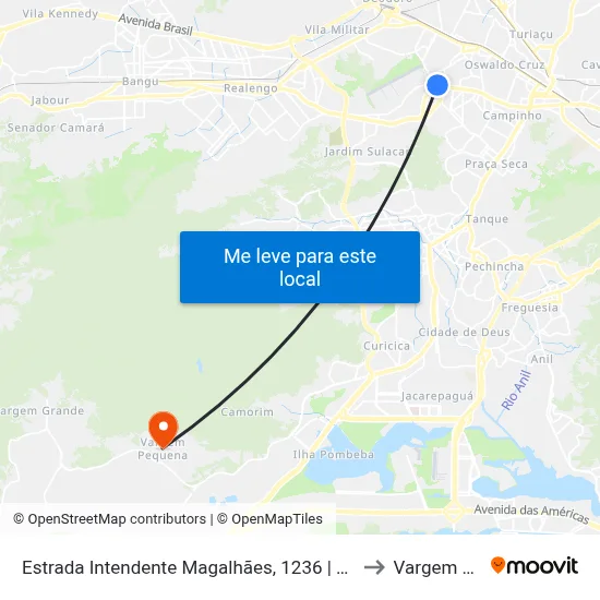 Estrada Intendente Magalhães, 1236 | Supermercado Guanabara to Vargem Pequena map