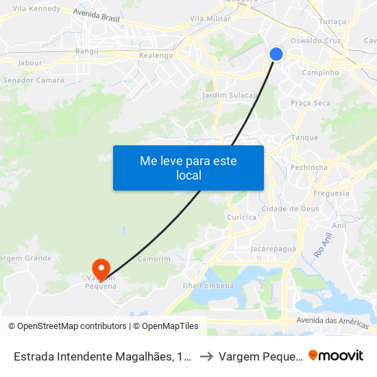 Estrada Intendente Magalhães, 1160 to Vargem Pequena map