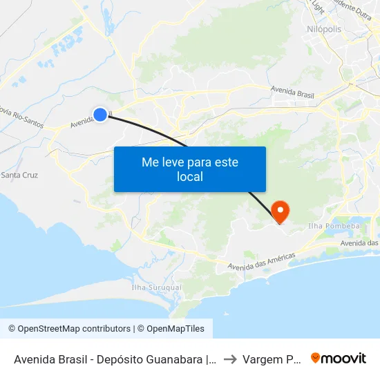 Avenida Brasil - Depósito Guanabara | Cond. Mont Blanc to Vargem Pequena map
