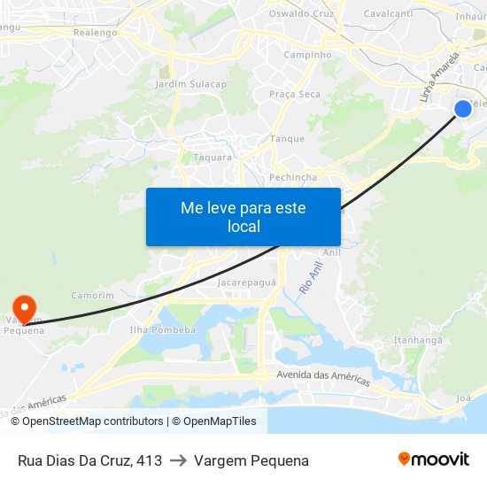 Rua Dias Da Cruz, 413 to Vargem Pequena map