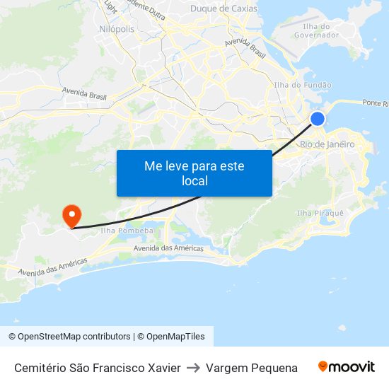 Cemitério São Francisco Xavier to Vargem Pequena map