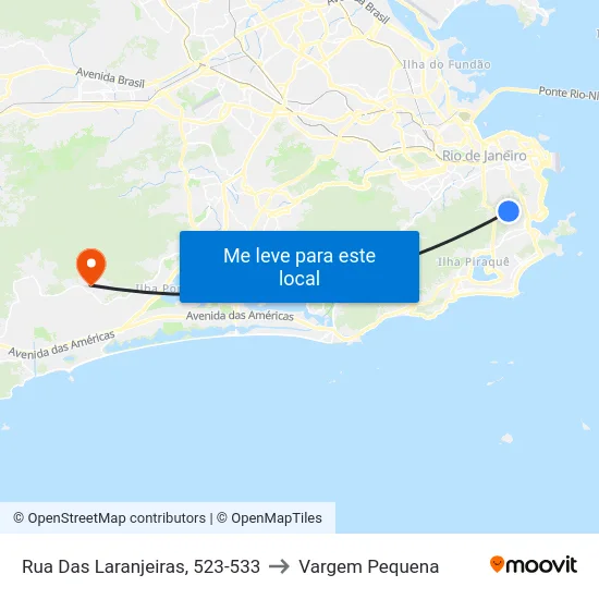 Rua Das Laranjeiras, 523-533 to Vargem Pequena map