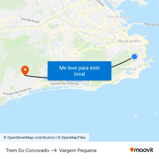 Trem Do Corcovado to Vargem Pequena map