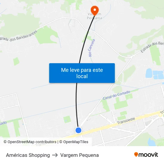 Américas Shopping to Vargem Pequena map
