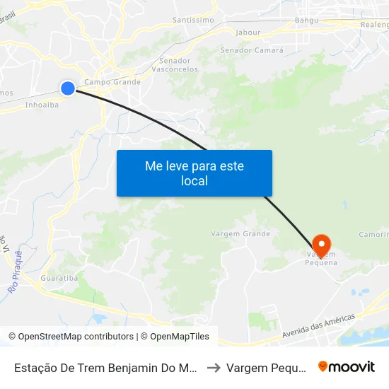 Estação De Trem Benjamin Do Monte to Vargem Pequena map