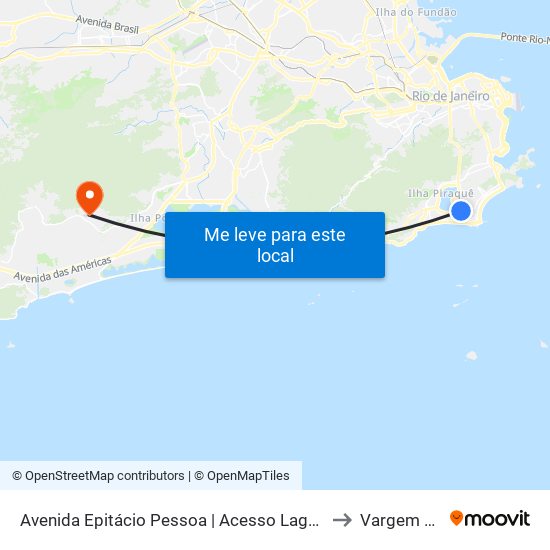 Avenida Epitácio Pessoa | Acesso Lagoa - Metrô General Osório to Vargem Pequena map