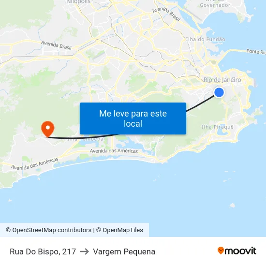 Rua Do Bispo, 217 to Vargem Pequena map