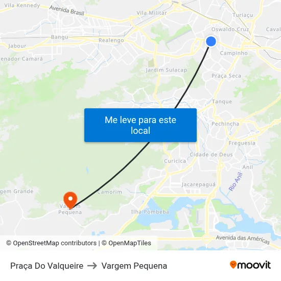 Praça Do Valqueire to Vargem Pequena map