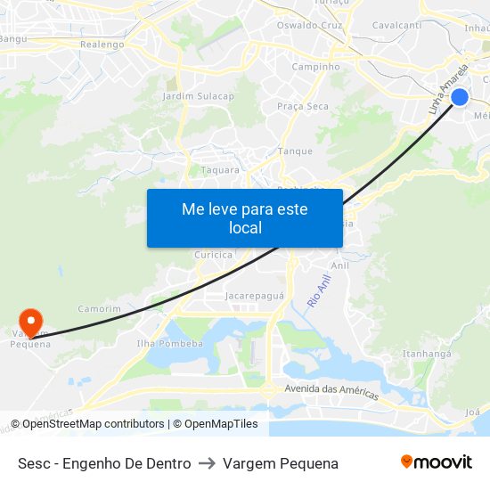 Sesc - Engenho De Dentro to Vargem Pequena map
