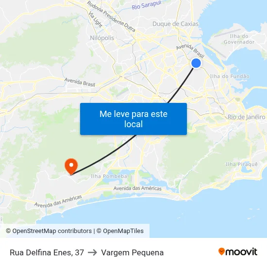 Rua Delfina Enes, 37 to Vargem Pequena map
