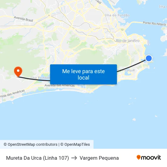 Mureta Da Urca (Linha 107) to Vargem Pequena map